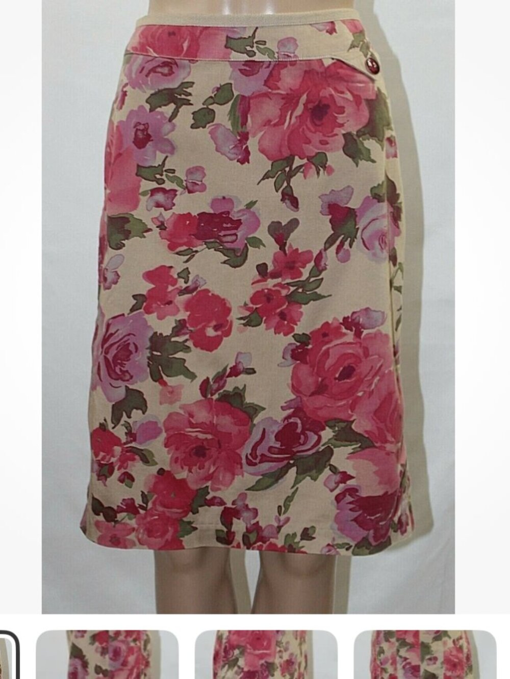 Odille Floral Pink Rose Print A-Line Skirt Women’s 4